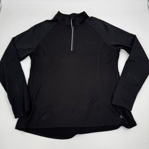 Danskin Now Quarter Zip Black Long Sleeve Womens XL Pullover Mesh Halfback